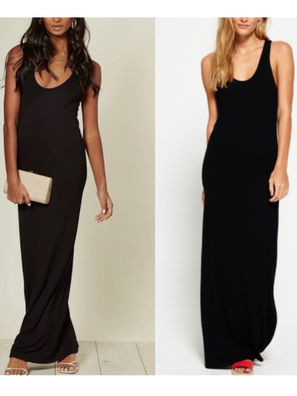 Bleka Maxi Tank Dress Racerback Medium Rayon Spandex Black